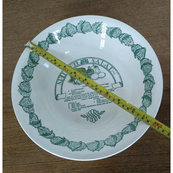 Vintage Garden Classics Spinach Salad Recipe Serving Bowl 1980s Royal China USA - Picture 7 of 10